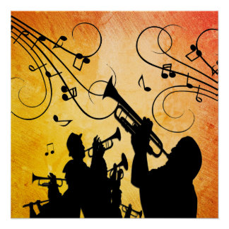 Trumpet Section Burnt Orange Music Design Poster