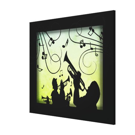 Trumpet Section Green Music Canvas Print