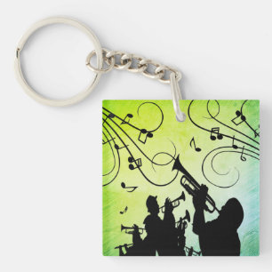 Trumpet Section Green Music Keychain