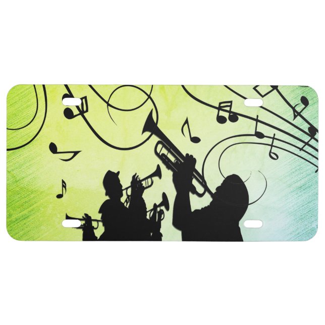 Trumpet Section Green Music License Plate (Front)