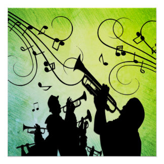 Trumpet Section Green Music Poster