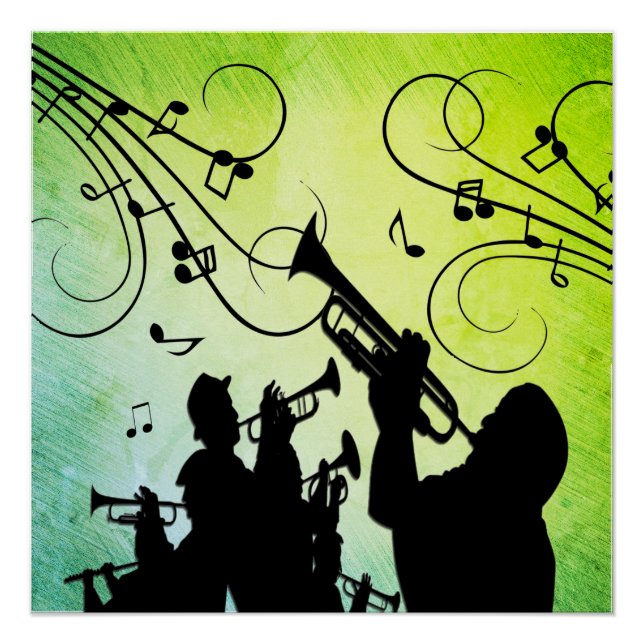 Trumpet Section Green Music Poster (Front)