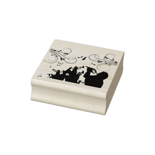 Trumpet Section Green Music Rubber Stamp