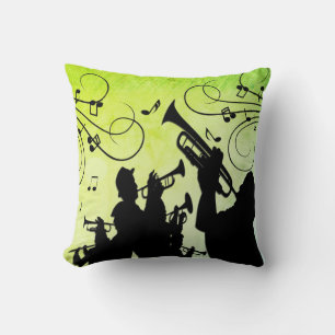 Trumpet Section Green Music Throw Pillow