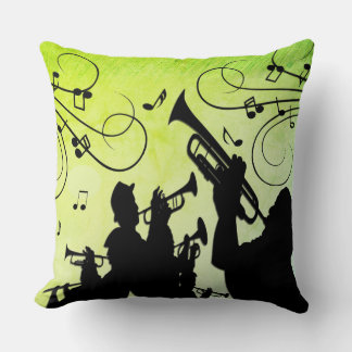 Trumpet Section Green Music Throw Pillow