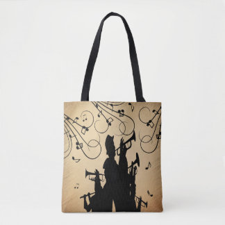 Trumpet Section Jazz Music Antique Gold  Tote Bag