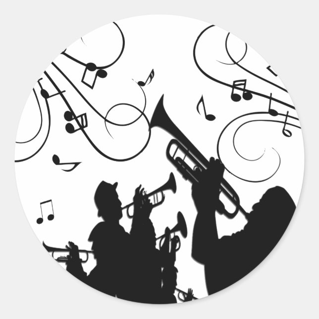 Trumpet Section Jazz Music Classic Round Sticker (Front)