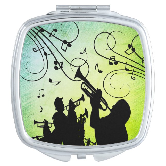 Trumpet Section Jazz Music Green Compact Mirror (Front)