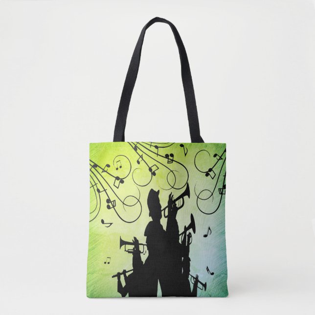 Trumpet Section Jazz Music Green Rush  Tote Bag (Front)