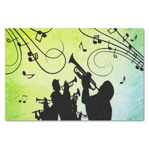 Trumpet Section Jazz Music Green Tissue Paper