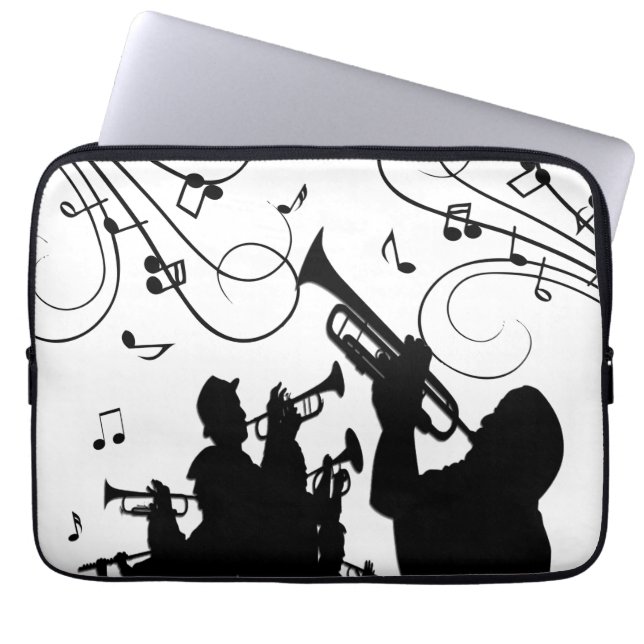 Trumpet Section Jazz Music Laptop Sleeve (Front)