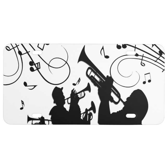 Trumpet Section Jazz Music License Plate (Front)