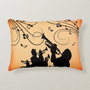 Trumpet Section Jazz Music Orange Rust Accent Pillow