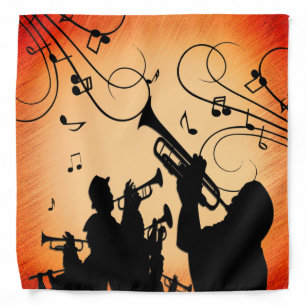 Trumpet Section Jazz Music Orange Rust Bandana