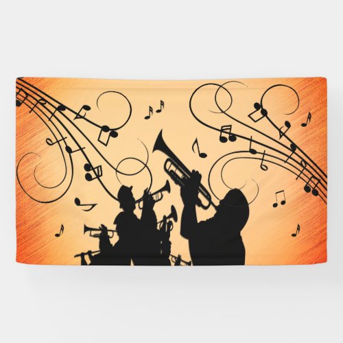 Trumpet Section Jazz Music Orange Rust Banner