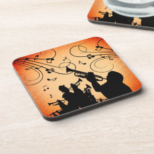 Trumpet Section Jazz Music Orange Rust Beverage Coaster