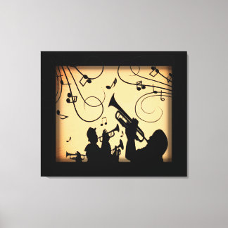 Trumpet Section Jazz Music Orange Rust Canvas Print