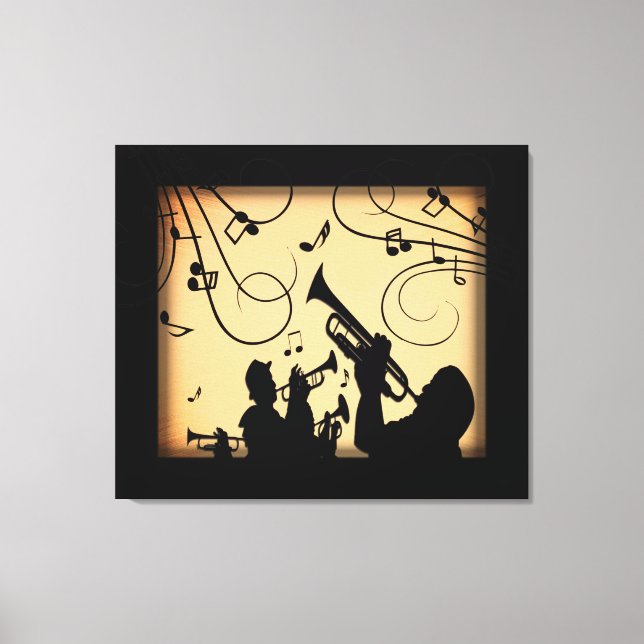 Trumpet Section Jazz Music Orange Rust Canvas Print (Front)