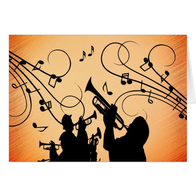 Trumpet Section Jazz Music Orange Rust Cards (Front Horizontal)