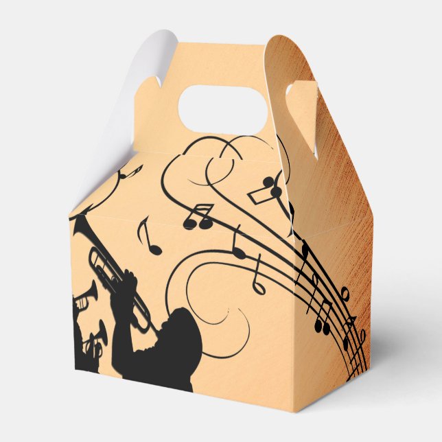 Trumpet Section Jazz Music Orange Rust Favor Boxes (Front Side)