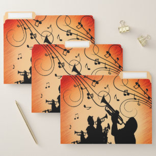 Trumpet Section Jazz Music Orange Rust File Folder