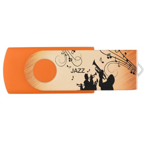 Trumpet Section Jazz Music Orange Rust Flash Drive