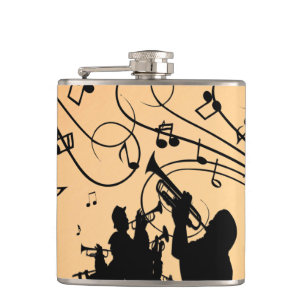 Trumpet Section Jazz Music Orange Rust Flask