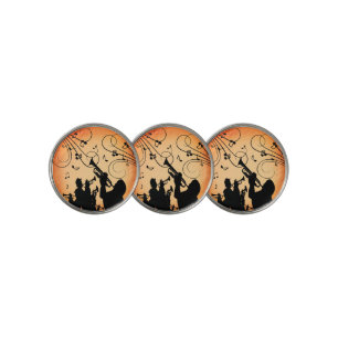 Trumpet Section Jazz Music Orange Rust Golf Ball Marker