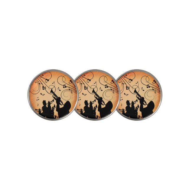 Trumpet Section Jazz Music Orange Rust Golf Ball Marker (3 Up)