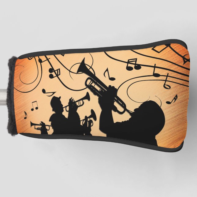 Trumpet Section Jazz Music Orange Rust Golf Head Cover (Front)