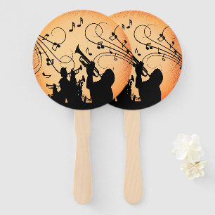 Trumpet Section Jazz Music Orange Rust Hand Fan