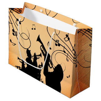 Trumpet Section Jazz Music Orange Rust Large Gift Bag