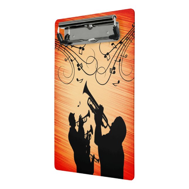 Trumpet Section Jazz Music Orange Rust Mini Clipboard (Angled2)