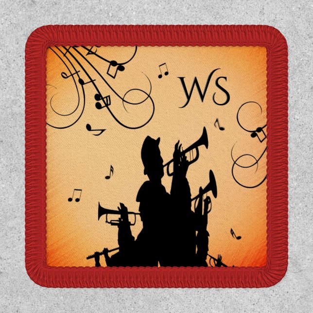 Trumpet Section Jazz Music Orange Rust Monogram Patch (Front)