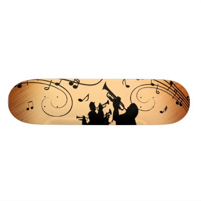 Trumpet Section Jazz Music Orange Rust Skateboard