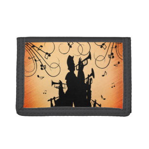 Trumpet Section Jazz Music Orange Rust Trifold Wallet