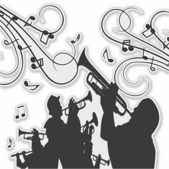 Trumpet Section Jazz Music Sticker (Front)