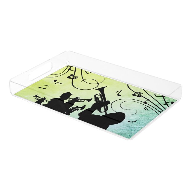 Trumpet Section Jazz Music Vanity Acrylic Tray (Angled)