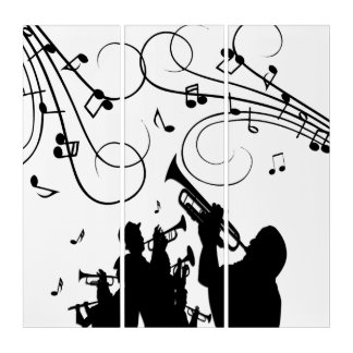 Trumpet Section Music Design Black n White Triptych