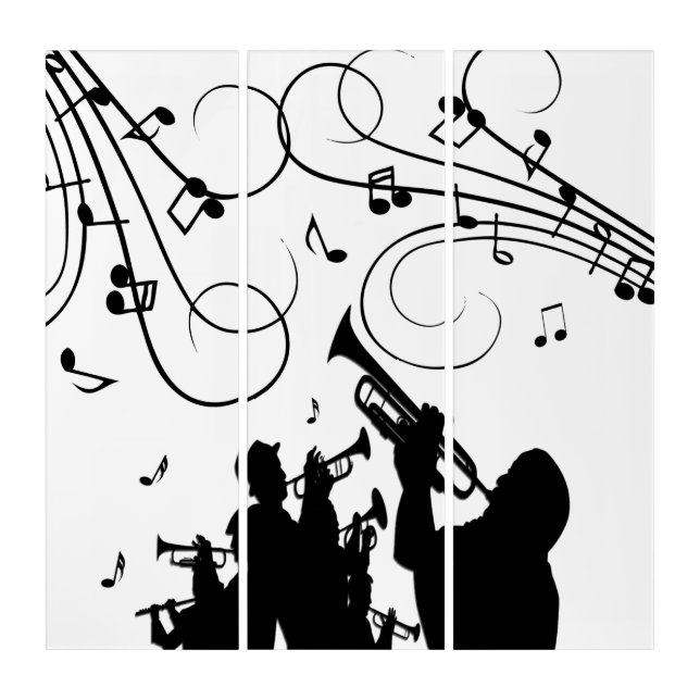 Trumpet Section Music Design Black n White Triptych (Front)
