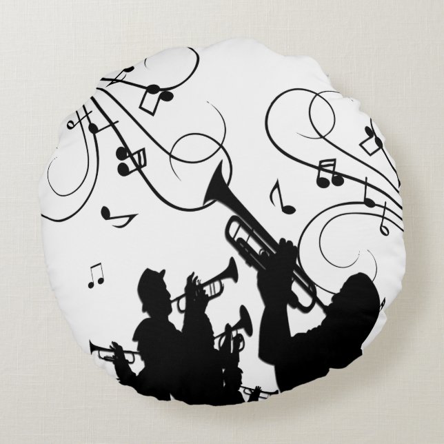 Trumpet Section Music Round Pillow (Back)