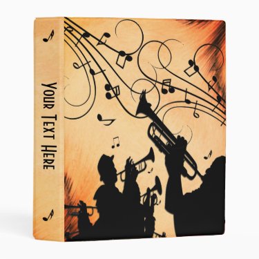 Trumpet Section Orange Rust Music Personalized  Mini Binder