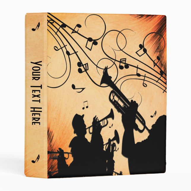 Trumpet Section Orange Rust Music Personalized  Mini Binder (Front/Spine)