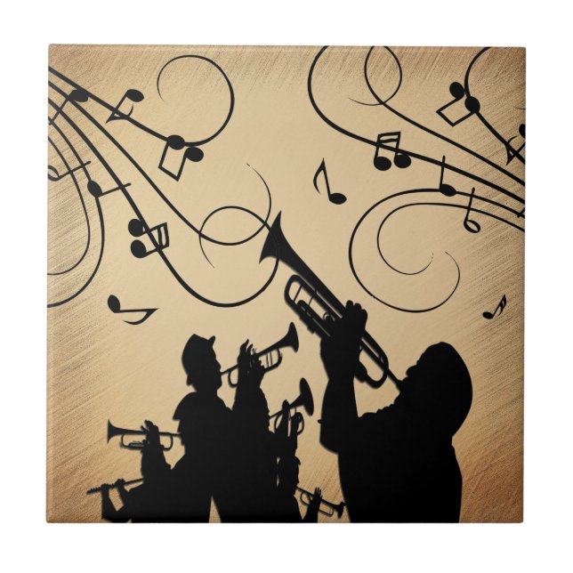 Trumpet Section Rustic Music Ceramic Tile (Front)