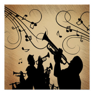 Trumpet Section Rustic Music Design Poster