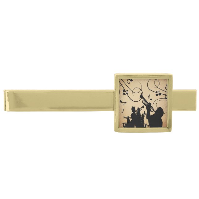 Trumpet Section Rustic Music Gold Finish Tie Bar (Front)