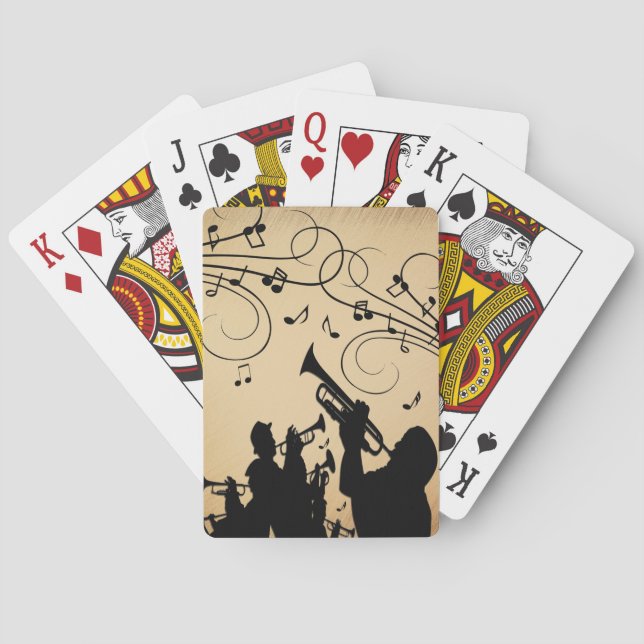 Trumpet Section Rustic Music Poker Cards (Back)
