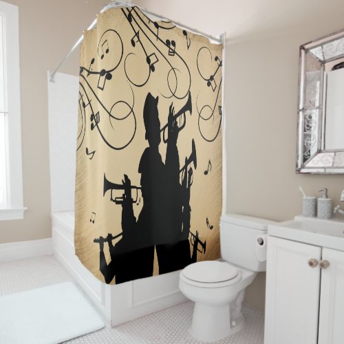 Trumpet Section Rustic Music Shower Curtain