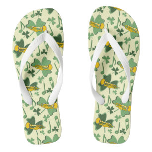 Trumpet Shamrock Music Notes Flip Flops