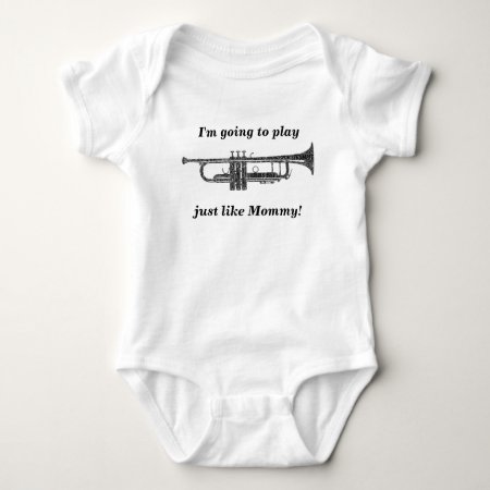 Trumpet Shaped Word Art Black Text Baby Bodysuit